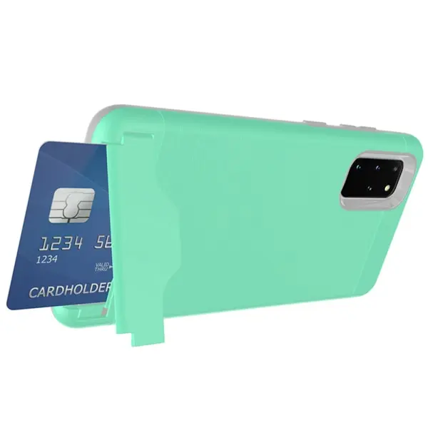 Samsung Galaxy S20 Plus Brush Card Holder and Kickstand Case Teal